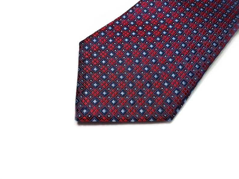 Silk Tie Square Navy Blue & Red