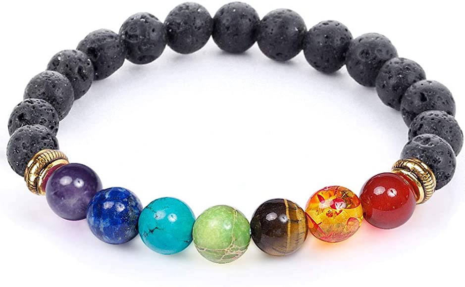 Lava Stone Chakra Bracelet For Energy Alignment