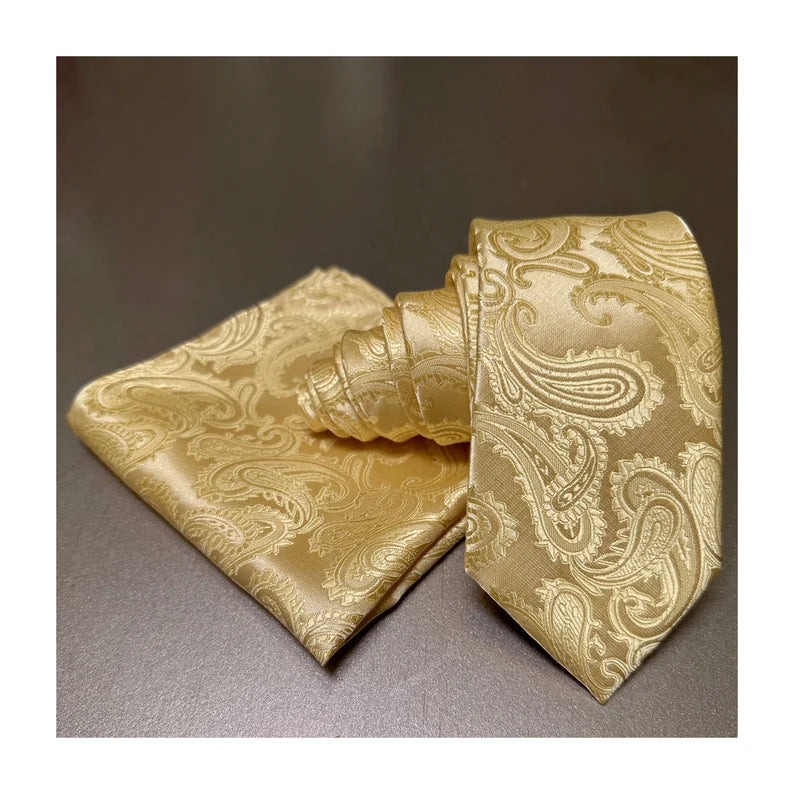 Gold Paisley Self Silk Neck Tie