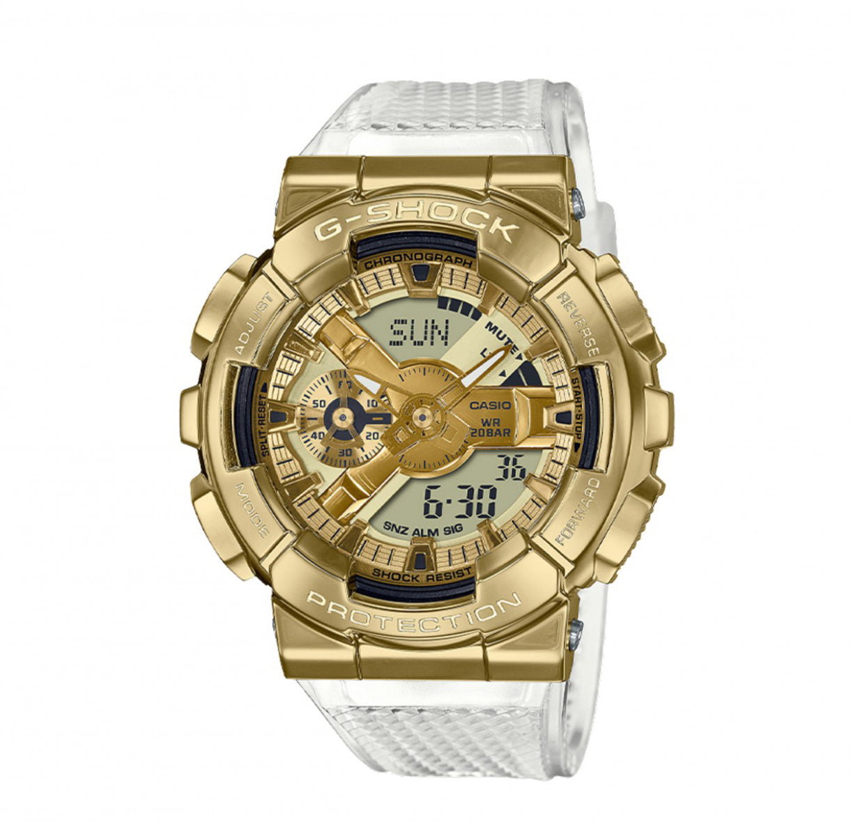 Men’s White Leather & Gold G Shock Watch