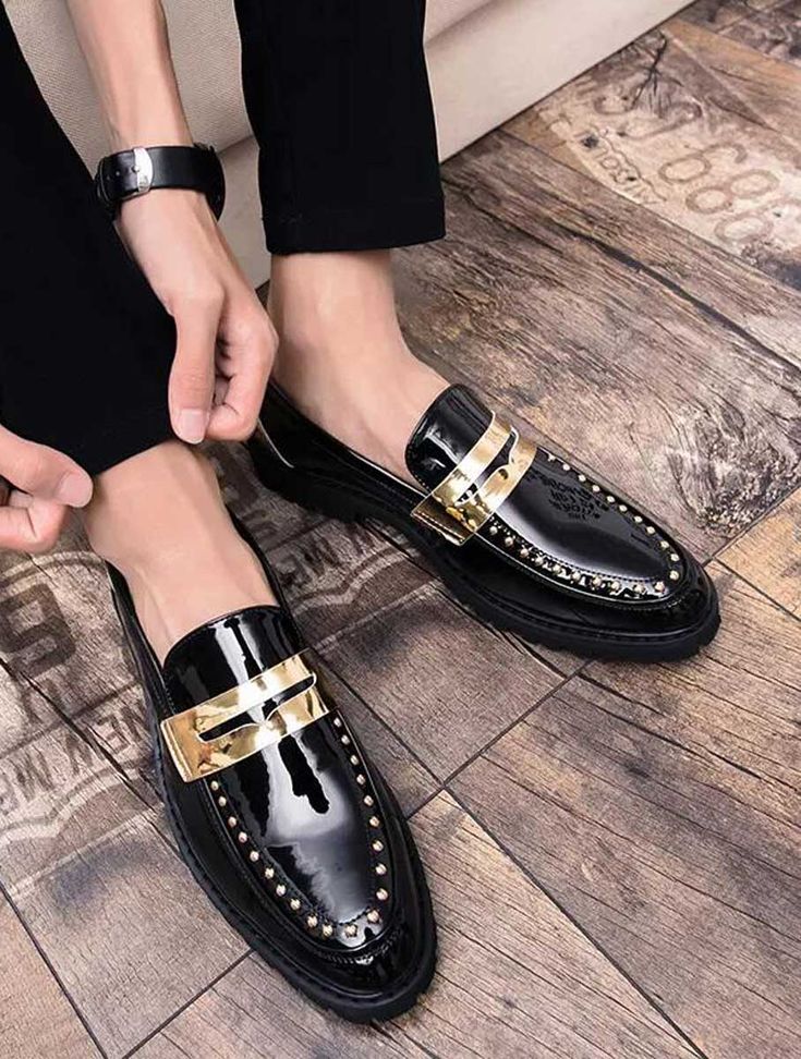 Black & Gold Men’s Slip Ons