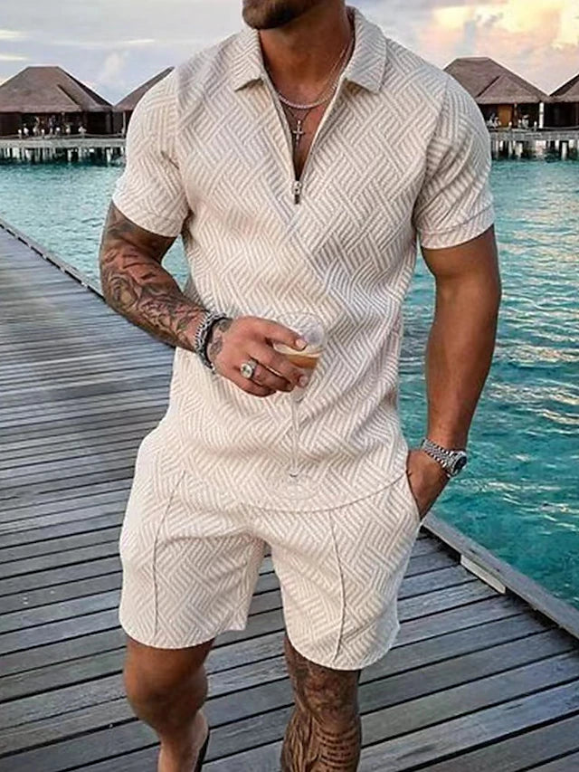 Men’s Zip Polo Golf Shirt Shorts
