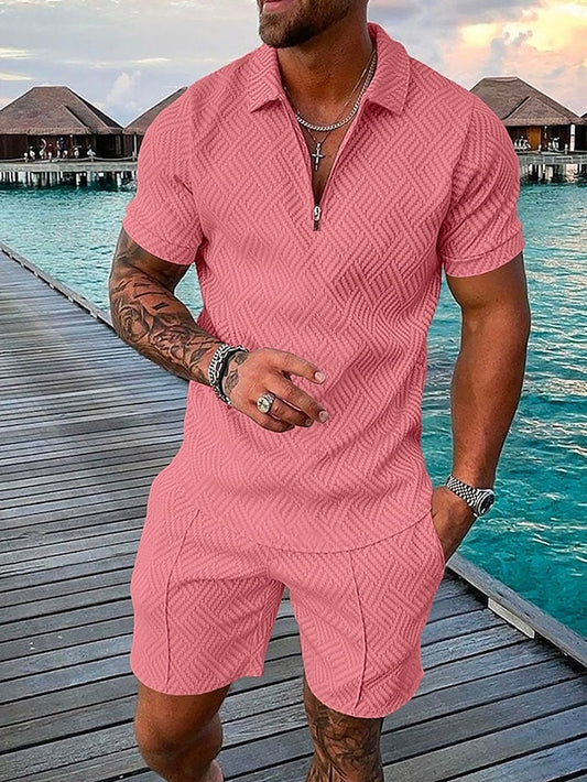 Men’s Zip Polo Golf Shirt Shorts