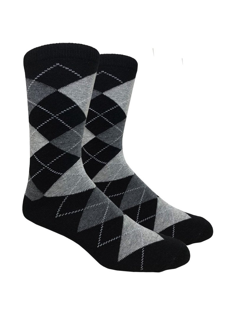 Urban-Peacock Men's Argyle Dress Groomsmen Socks - Black & Gray - 1 Pair