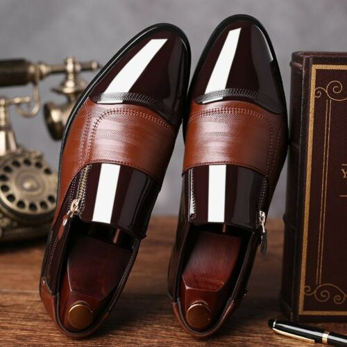 Men’s Brown Leather Zipper Dress Shoes
