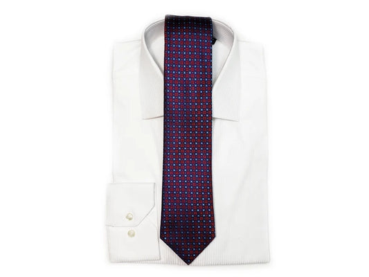 Silk Tie Square Navy Blue & Red