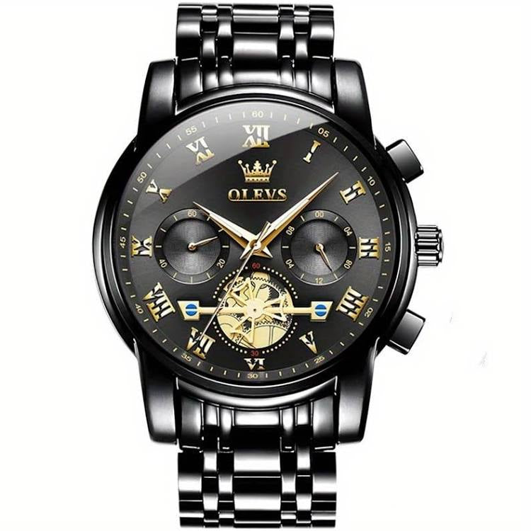 Men’s Olevs Dark Grey & Gold Watch