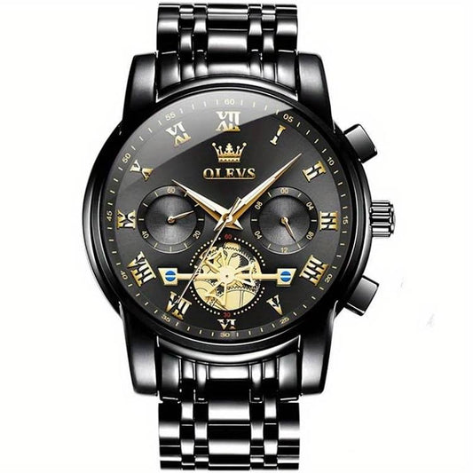 Men’s Olevs Dark Grey & Gold Watch
