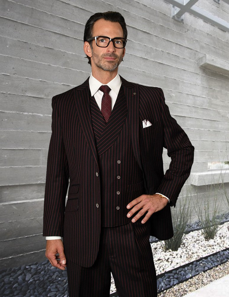 Pinstripe Full Suit and Tie